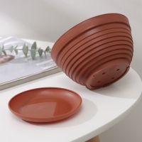 Горшок с подставкой «Алиса», 0,7 л, цвет терракот Горшок с подставкой «Алиса», 0,7 л, цвет терракот