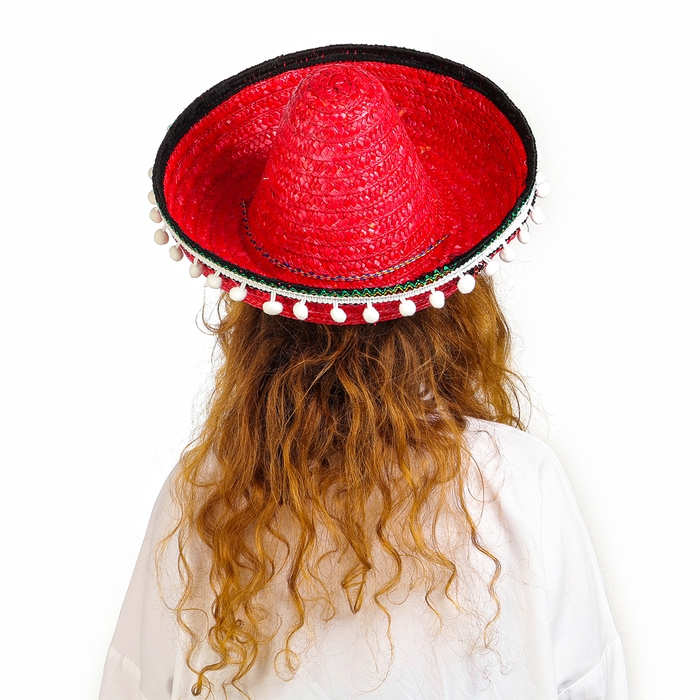 Карнавальная шляпа «Сомбреро», цвет красный Карнавальная шляпа «Сомбреро», цвет красный