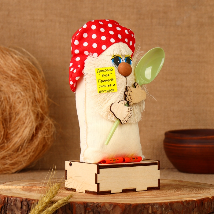 Оберег - шкатулка &laquo;Домовой с ложкой&raquo;, 25 см, микс