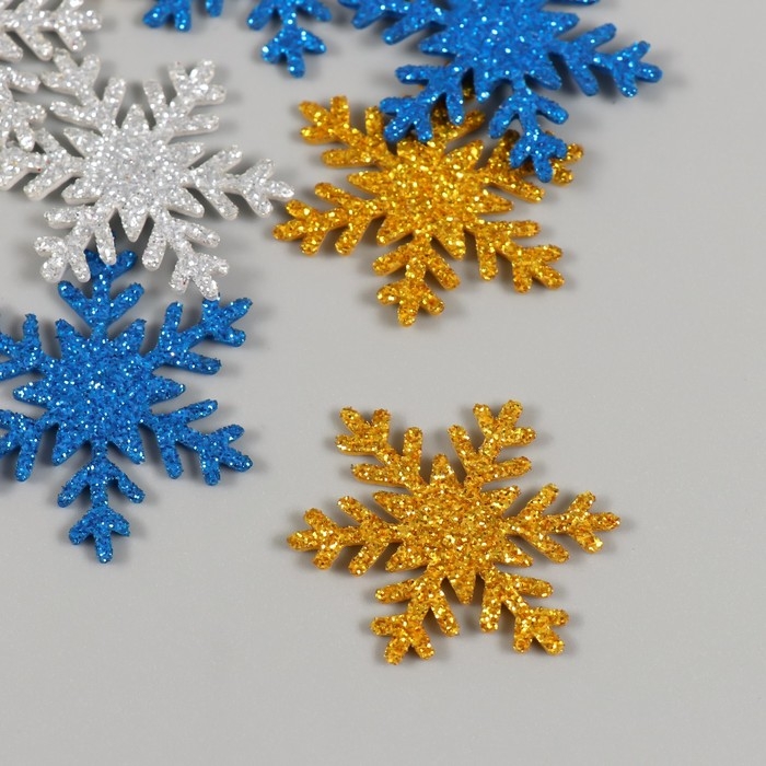 Декор для творчества "Снежинки цветные" 3&times;3 см (набор 12 шт) МИКС