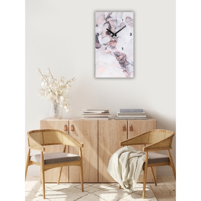 Часы-картина настенные, интерьерные Часы-картина настенные, интерьерные "Белый мрамор", 35 х 60 см, на холсте, бесшумные