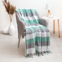 Плед Пикник140х200 см, белый-зелёный-серый, хлопок 20%, пан 40%, полиэстер 40% Плед Пикник140х200 см, белый-зелёный-серый, хлопок 20%, пан 40%, полиэстер 40%