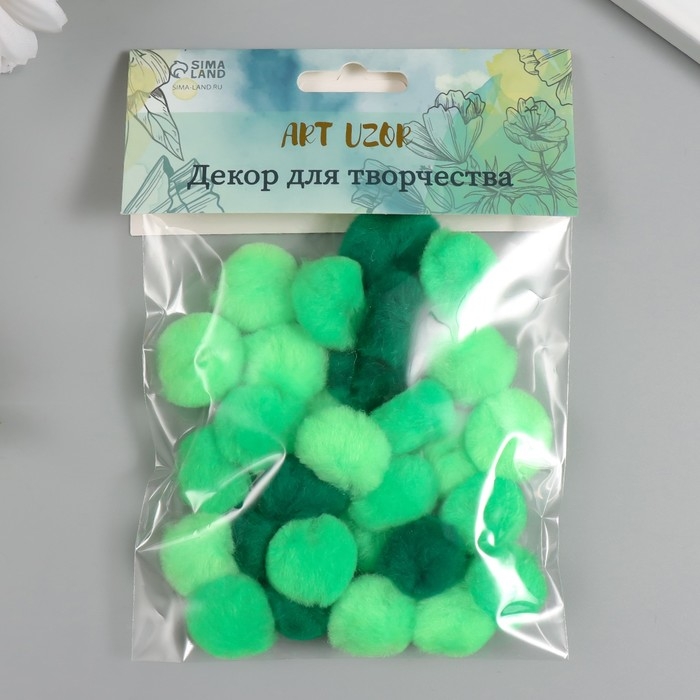 Декор для творчества "Помпончики. Зелёный лес" d=2,5 см набор 30 шт