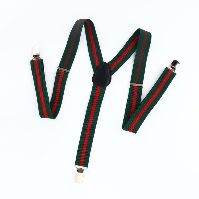 Подтяжки взрослые, ширина 2,5 см, цвет зелёный/красный Подтяжки взрослые, ширина 2,5 см, цвет зелёный/красный