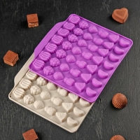 Форма для мармелада Доляна &laquo;Фруктовый бум&raquo;, силикон, 18,5&times;17,5 см, 42 ячейки (2,2&times;2,2 см), цвет розовый