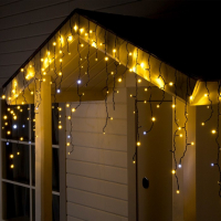 Гирлянда &laquo;Бахрома&raquo; 3 &times; 0.6 м, IP44, УМС, тёмная нить, 160 LED, свечение тёплое белое, мерцание белым, 220 В