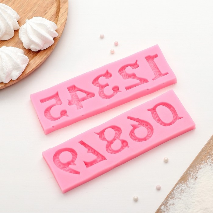 Молд «Цифры с узором», силикон, 16,6×10,5 см, цвет МИКС Молд «Цифры с узором», силикон, 16,6×10,5 см, цвет МИКС