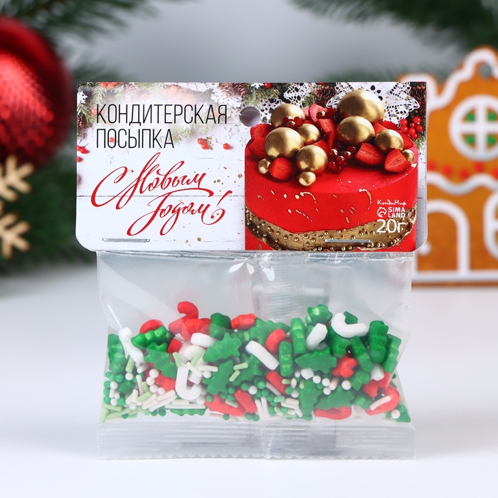 Новый год. Кондитерская новогодняя посыпка, "Предвкушение рождества", микс, 20 г