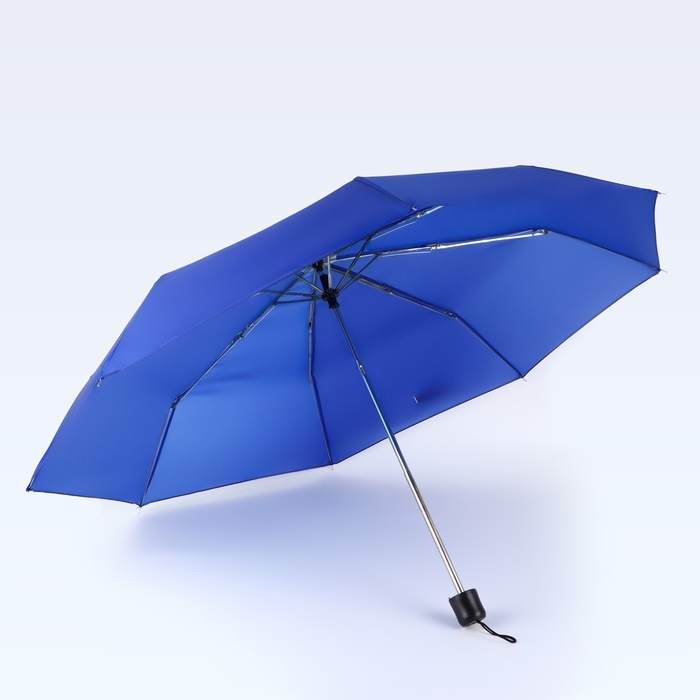 Зонт механический &laquo;Однотонный&raquo;, 3 сложения, 8 спиц, R = 48/55 см, D = 110 см, цвет синий
