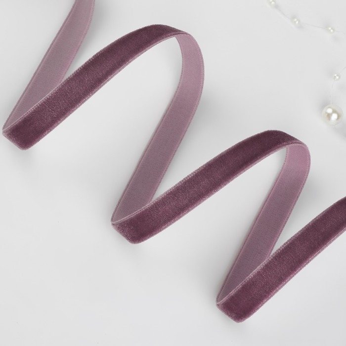 Лента бархатная, 10 мм, 18 ± 1 м, цвет ежевичный №199 Лента бархатная, 10 мм, 18 ± 1 м, цвет ежевичный №199