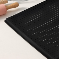 Коврик перфорированный прямоугольный Доляна, силикон, 40&times;31&times;1 см, цвет чёрный