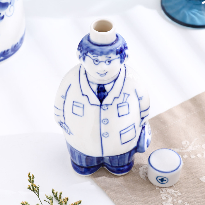 Штоф &laquo;Не болит&raquo;, 0,25 л, 14,5 см, гжель