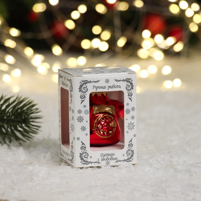 Ёлочное украшение "Телефон", красный в подарочной упаковке, h-6см