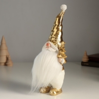 Сувенир полистоун "Дед Мороз в золотом колпаке, с ёлочкой" 11х9х25 см