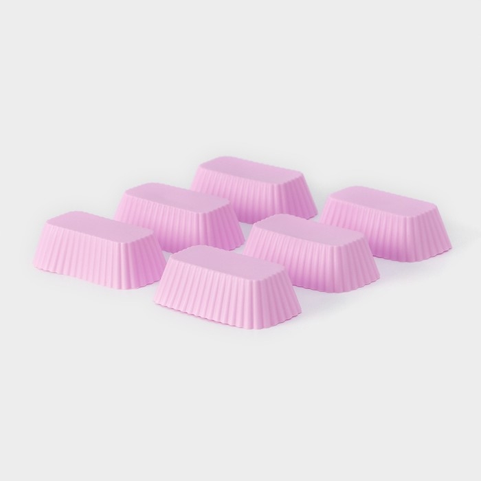 Набор форм для выпечки Доляна &laquo;Риб. Прямоугольник&raquo;, силикон, 8&times;4,5&times;2,5 см, 6 шт, цвет сиреневый