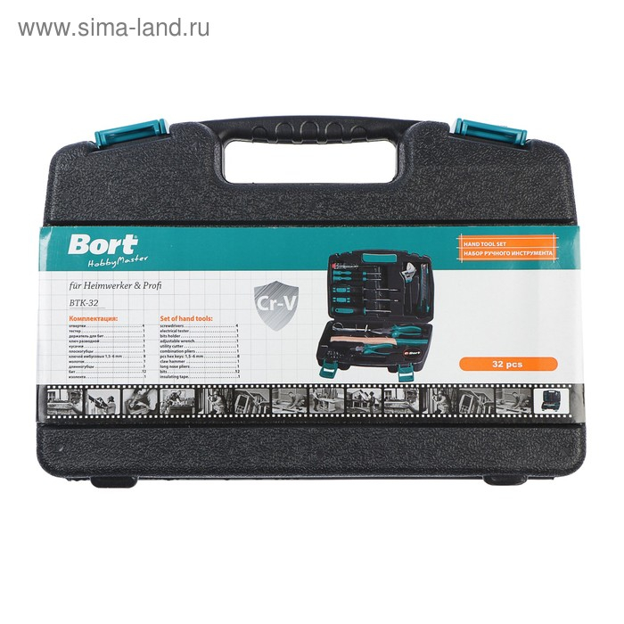 Набор ручного инструмента Bort BTK-32, сталь CrV, 32 предмета в чемодане Набор ручного инструмента Bort BTK-32, сталь CrV, 32 предмета в чемодане
