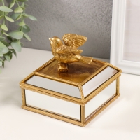 Шкатулка полистоун, зеркало "Золотая птичка" 10,5х10,5х10 см Шкатулка полистоун, зеркало "Золотая птичка" 10,5х10,5х10 см