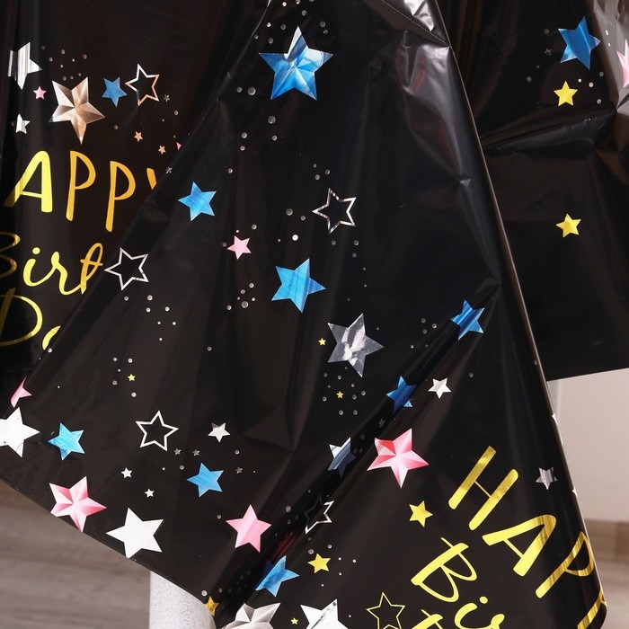 Скатерть &laquo;С Днём Рождения&raquo; 137&times;183 см, цвет чёрный