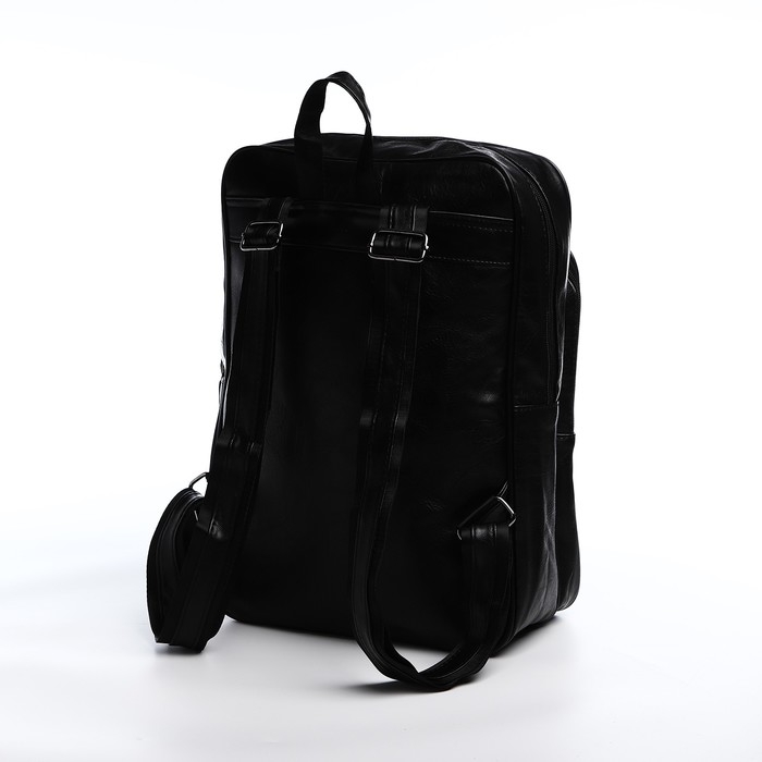 Рюкзак мужской на молнии, 2 наружных кармана, цвет чёрный