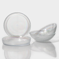 Набор тарелок стеклянных &laquo;Космос&raquo;, 4 предмета: 2 тарелки 18,5&times;5,5 см, 2 тарелки 19,8&times;3,5 см, цвет перламутровый