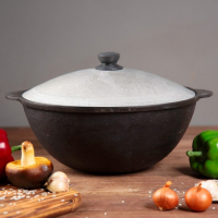 Казан чугунный, 4,5 л, плоское дно, алюминиевая крышка Казан чугунный, 4,5 л, плоское дно, алюминиевая крышка