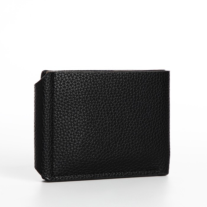 Портмоне мужское на магнитах, отдел для купюр, карт, монет, цвет чёрный