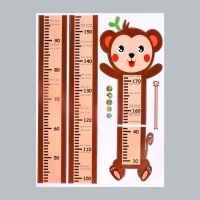 Наклейка пластик интерьерная цветная ростомер "Обезьянка" 45x60 см Наклейка пластик интерьерная цветная ростомер "Обезьянка" 45x60 см