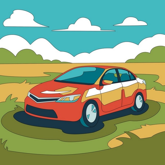 Картина по номерам детская &laquo;Машина&raquo;, холст на подрамнике, 20 &times; 20 см