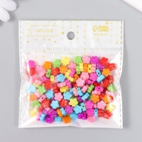 Бусины для творчества пластик "Цветные микро цветочки" набор 150 шт 0,4х0,9х0,9 см
