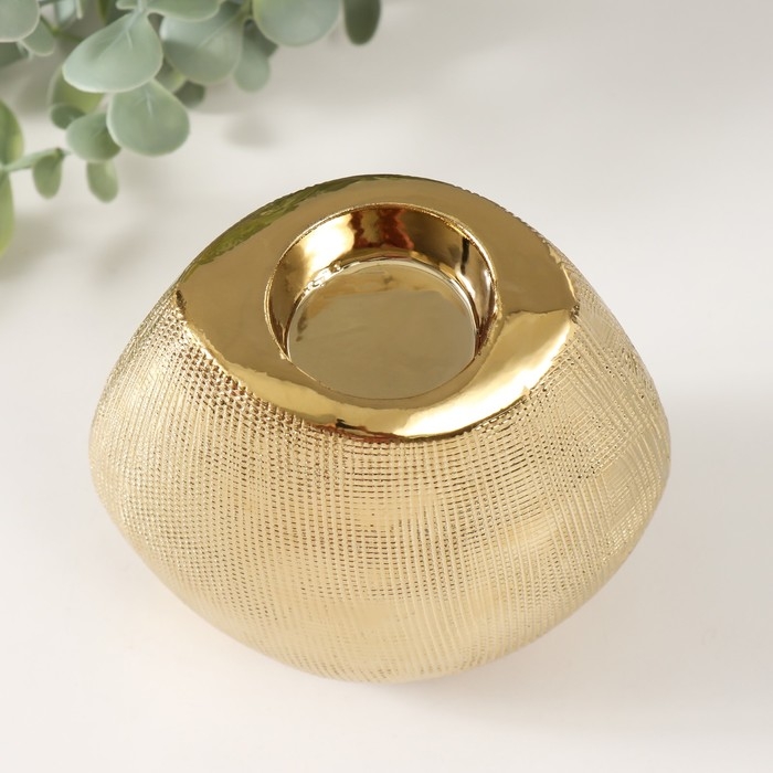 Подсвечник керамика на 1 свечу Подсвечник керамика на 1 свечу "Глория" d=4 см золото 12,5х8х12 см