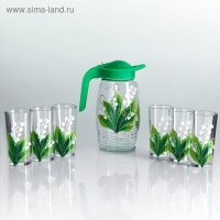 Набор для сока "Ландыш" художественная роспись, 6 стаканов 1250/200 мл, микс