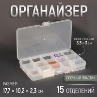 Органайзер для хранения мелочей, 17,7 &times; 10,2 &times; 2,3 см, цвет прозрачный