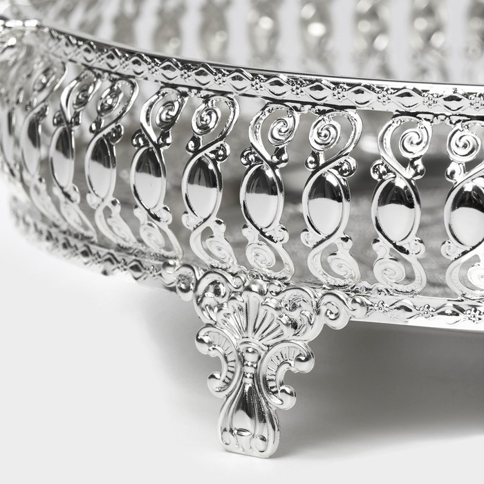 Поднос сервировочный &laquo;Солон&raquo;, 34&times;24,5&times;9 см, с ручками, цвет серебряный
