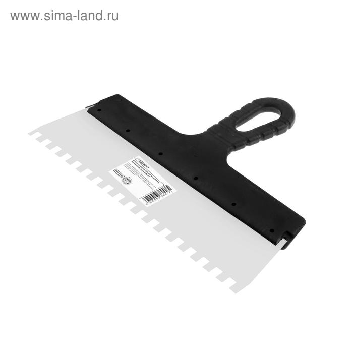 Шпатель зубчатый ЛОМ, 300 мм, зуб 8 мм, нержавеющая сталь