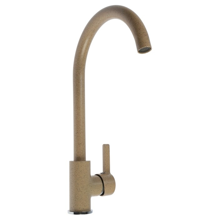Cмеситель для кухни Accoona A4594KE, однорычажный, высокий излив, латунь, цвет песочный