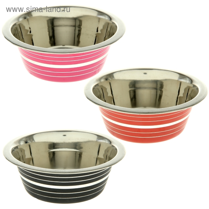 Миска цветная с полоской, VM-2609 (B)  480 мл