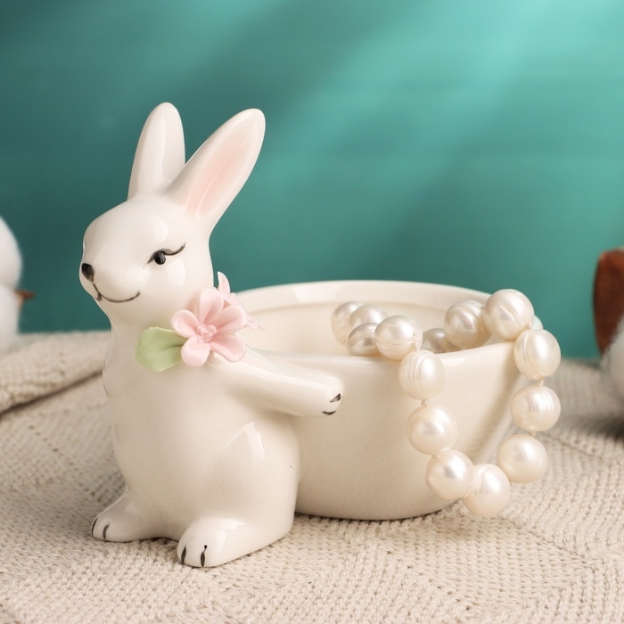 Подставка для мелочей Подставка для мелочей "Нежный кролик" 8х8х13см, микс