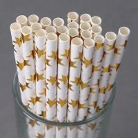 Трубочки для коктейля &laquo;Золотые звёзды&raquo;, набор 25 шт.