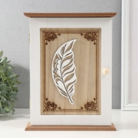 Ключница дерево 6 крючков "Белое пёрышко" 5х20х25,5 см