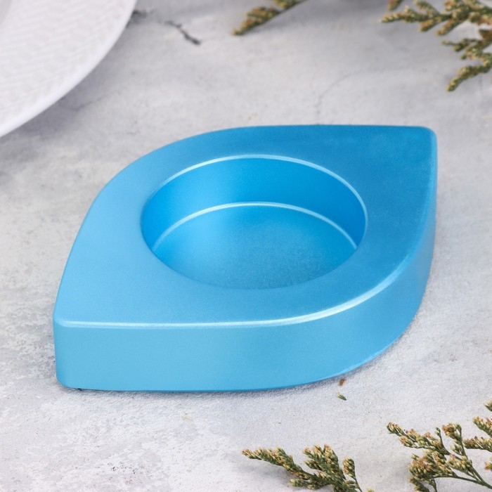 Подсвечник Подсвечник "Глаз. Мрамор" из гипса, 14,5х9,5х2см,голубой