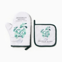 Набор кух."Денежное дерево" варежка-прих.20х27см, прихватка 17х17см 100% п/э Набор кух."Денежное дерево" варежка-прих.20х27см, прихватка 17х17см 100% п/э