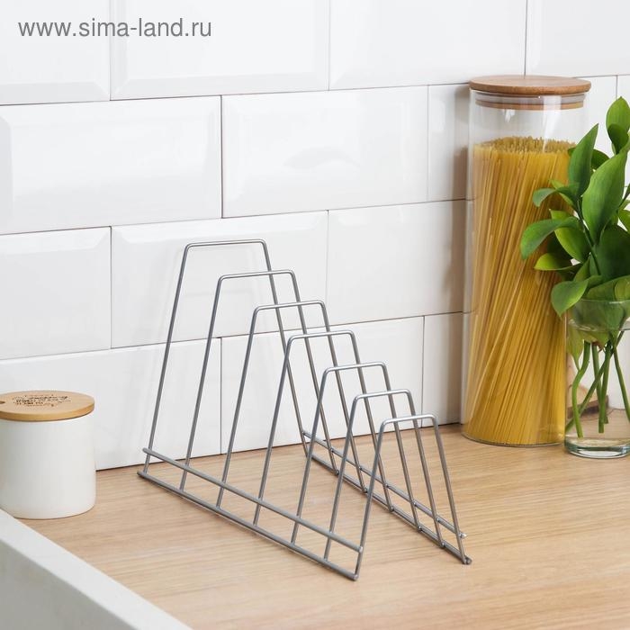 Подставка для крышек настольная, 6 отделений, 15&times;18,5&times;32 см, цвет хром