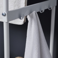 Стеллаж с корзиной для белья и перекладинами, 2-х ярусный, объем корзины 45 л, 38&times;35&times;160 см, цвет белый