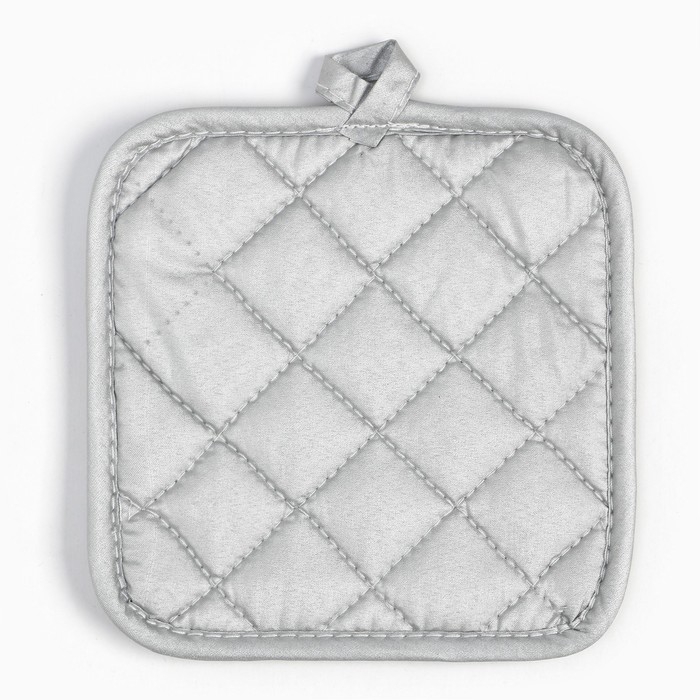 Новый год. Куханный набор 2 празмер Доляна Снежинки серебро прихватка  17*17 см, варежка 26*16 см,100% п/э