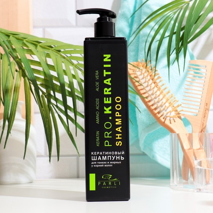 Шампунь кератиновый Parli Cosmetics для тонких и жирных у корней волос, 450 мл Шампунь кератиновый Parli Cosmetics для тонких и жирных у корней волос, 450 мл