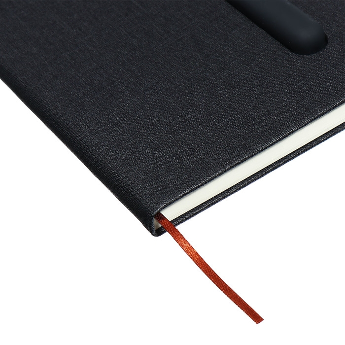 Ежедневник недатированный A5, 96л, лин, держатель для телефона/планшета/ручки, Черный