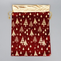 Мешочек подарочный плюш &laquo;Тебе в этот праздник&raquo;, ёлки, тиснение, 30 х 40 см +/- 1.5 см, Новый год