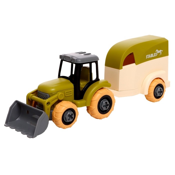 Конструктор винтовой &laquo;Трактор с коневозкой&raquo;, с отвёрткой, и аксессуарами