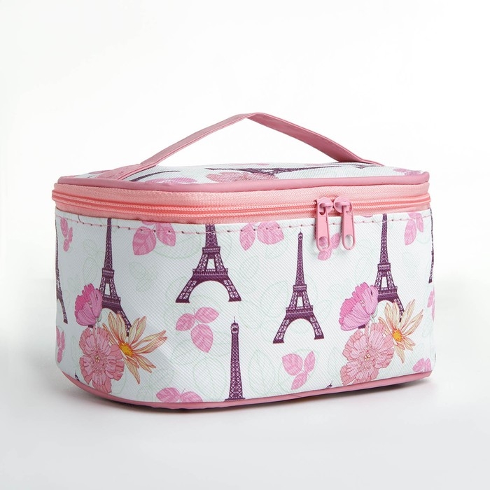 Косметичка на молнии, цвет белый/розовый Косметичка на молнии, цвет белый/розовый