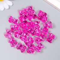 Декор для творчества пластик "Медвежонок" ярко-розовый набор 25 шт 1,8х1,5х1 см